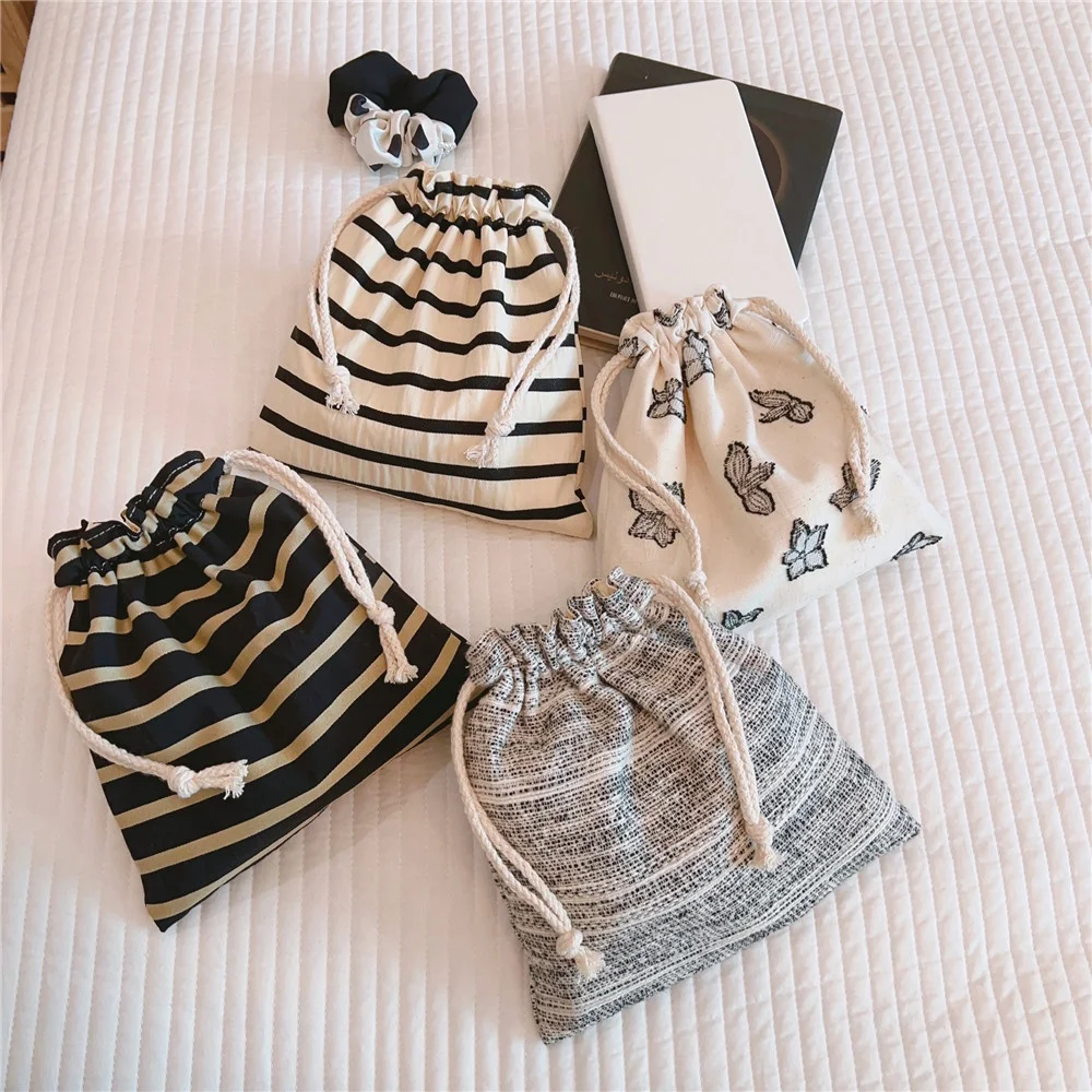 Artistic drawstring bag, drawstring lipstick makeup bag, mobile phone storage bag, handbag, coin purse headphone organizer bag