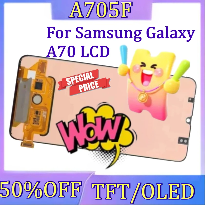For Samsung Galaxy A70 LCD New TFT/OLED Screen For Samsung A70 LCD A705F A705M Display Touch Screen Digitizer with Frame