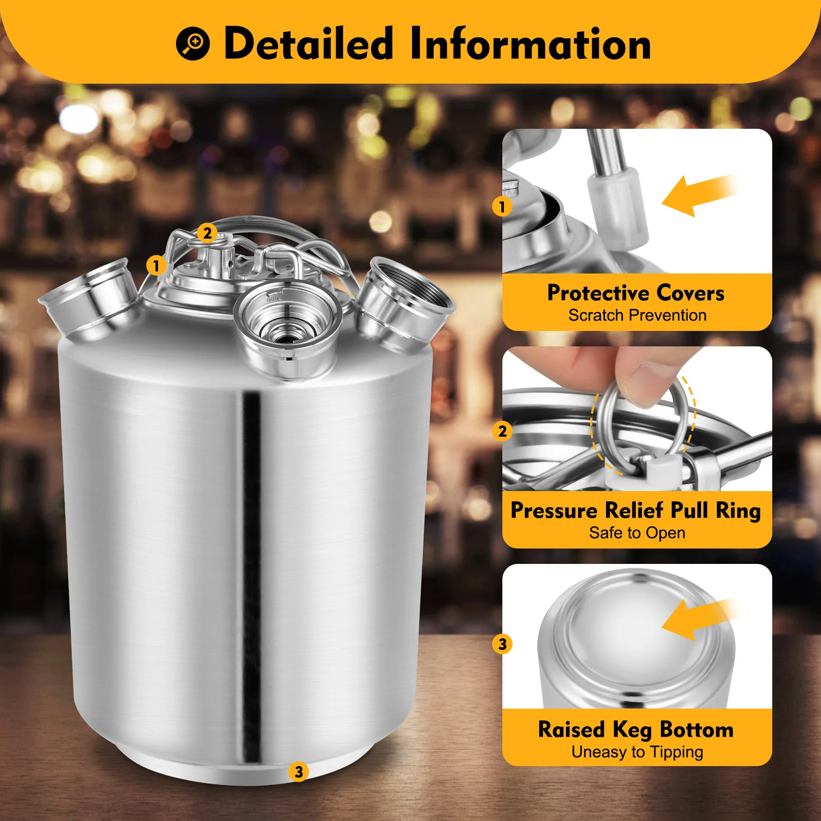 Barile per la pulizia della birra Barile per la pulizia della birra in acciaio inossidabile da 10 litri Pompa per birra Serbatoio per la pulizia del barile in metallo Contenitore per la pulizia a tre