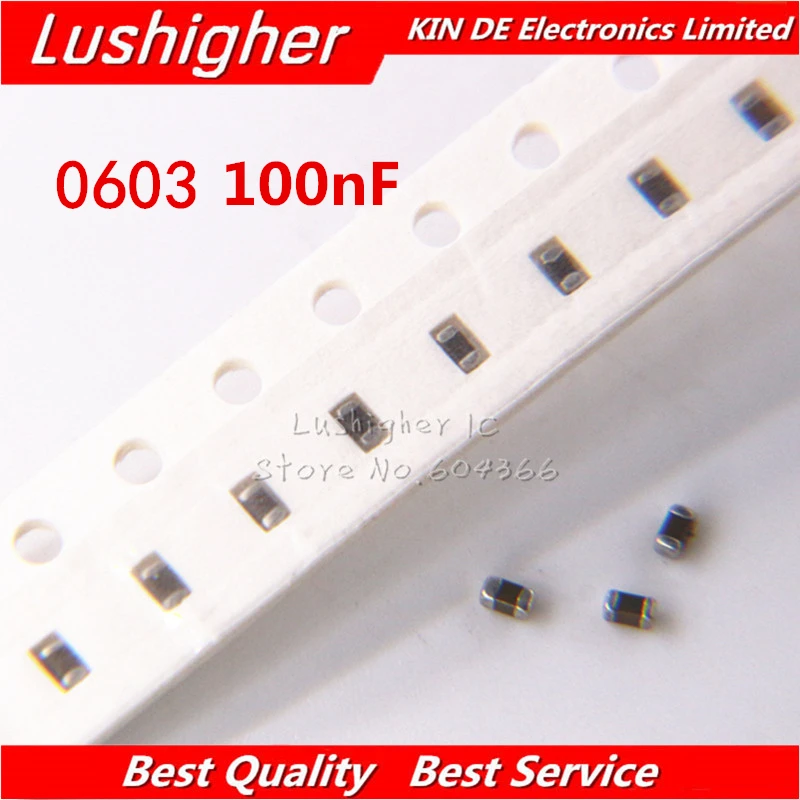 100pcs 0603 100nf 104K 104 50V X7R 10% SMD Ceramic Capacitor MLCC