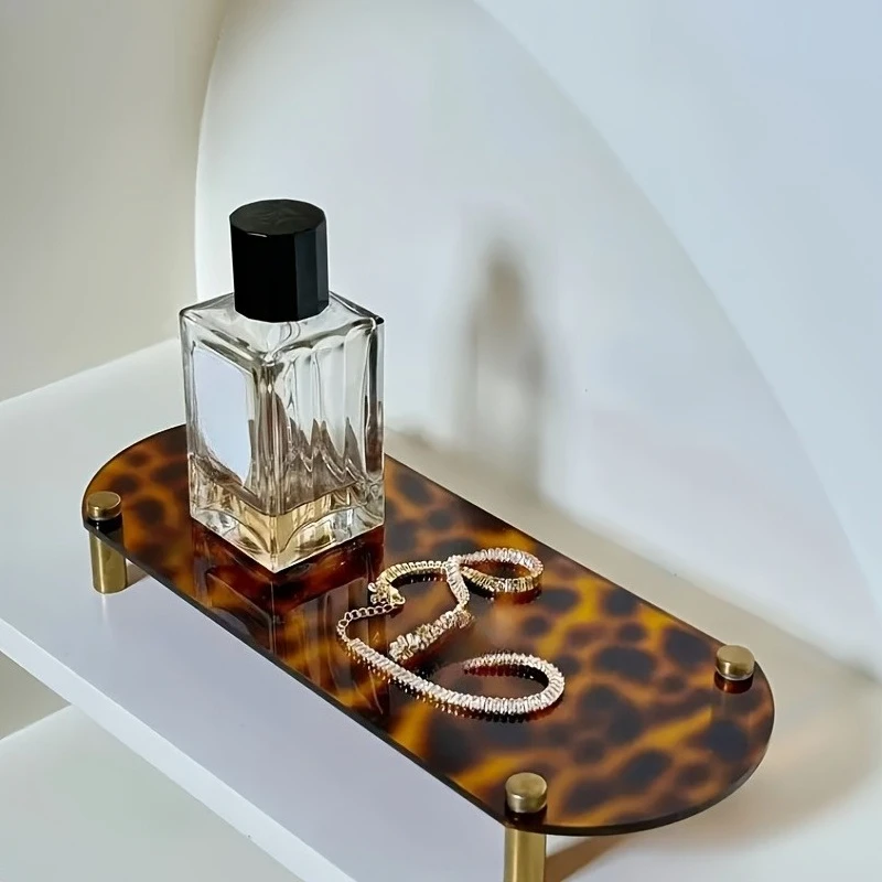 

Retro Acrylic Decorative Tray Perfume Earring Ring Necklace Jewelry Ornament Tray Desktop Foyer Key Tray Hoom Decoration Gifts