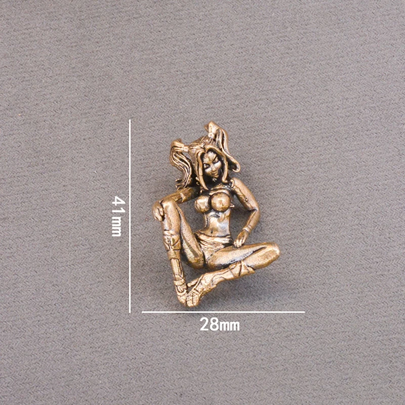 Brass Ponytail Beauty Girl Figurines Miniatures Desktop Ornaments Retro Metal Characters Model Crafts Home Decorations Accessory