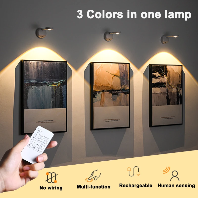 Night Light Motion Sensor Light ไร้สาย USB LED สําหรับห้องครัวห้องนอนภาพจิตรกรรมฝาผนังห้องนั่งเล่น Sensor โคมไฟติดผนังในร่มของขวัญ