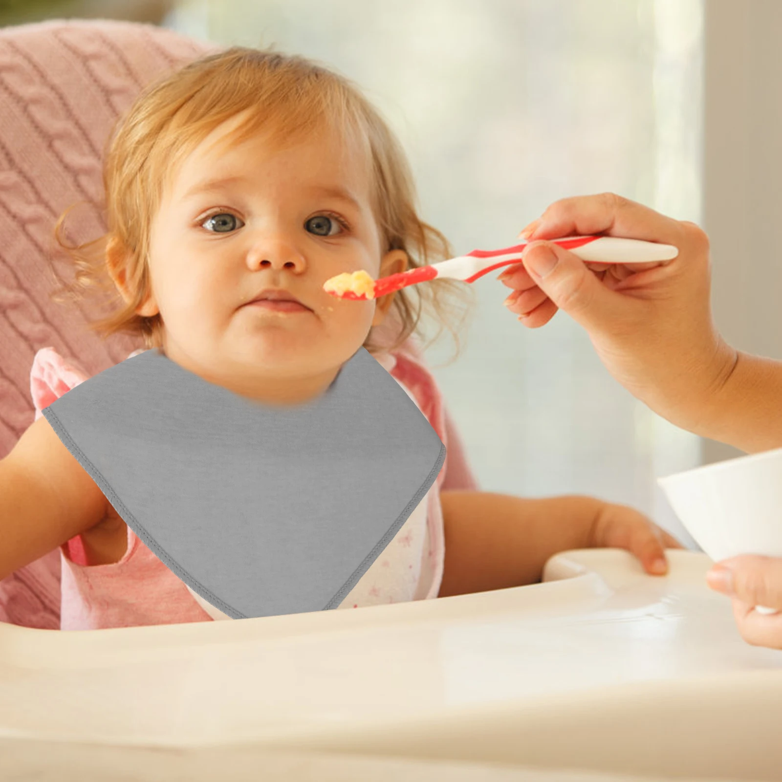 

8pcs Saliva Towel Triangle Scarf Newborn Plain Cotton Eating Triangle Scarf Feeding Bib Washable Dry Clean Drooling