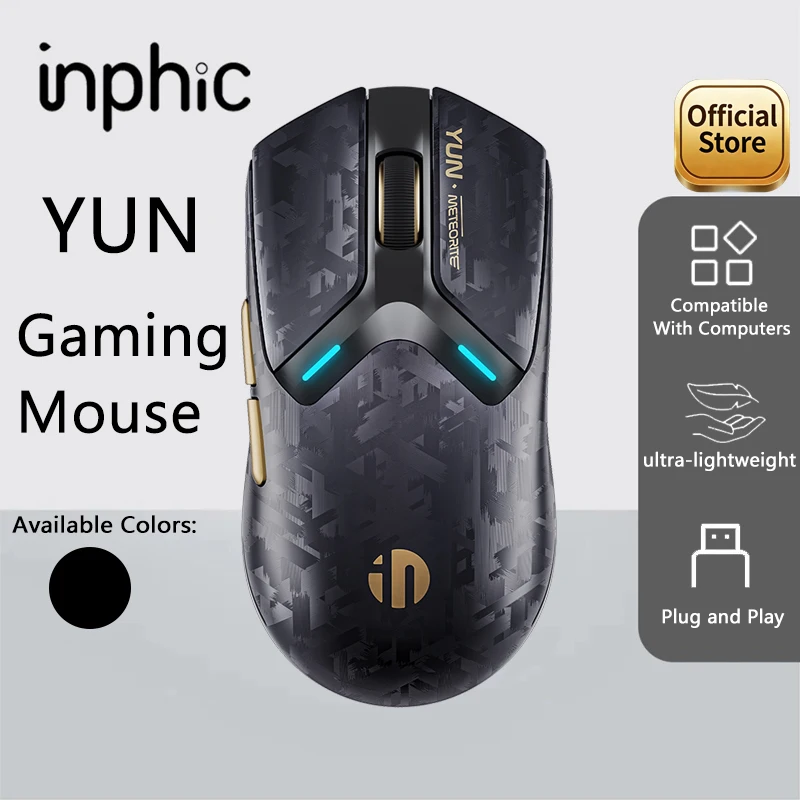 INPHIC YUN Meteorite Tri-Mode Wireless Gaming Mouse 67g Lightweight 25000DPI Ergonomic Computer Mice for PC Laptop Office
