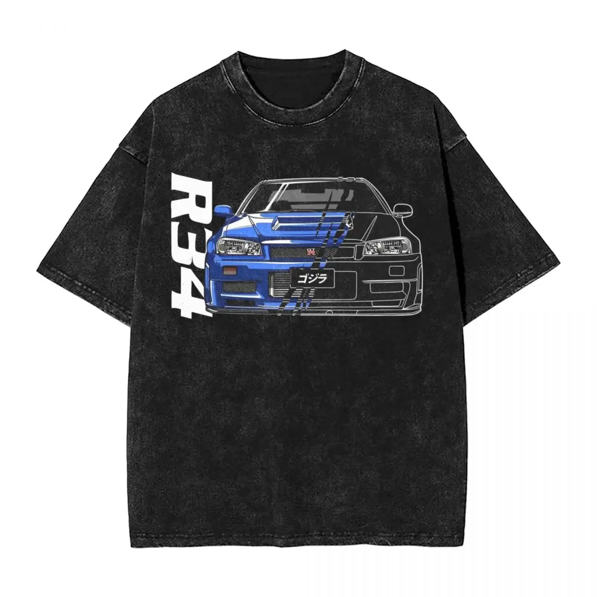 Промытая футболка для дрифта с японским аниме Skyline, модные футболки в стиле хип-хоп, Harajuku R34 GTR JDM, уличная одежда, 100% хлопковые топы, футболка для мужчин и женщин