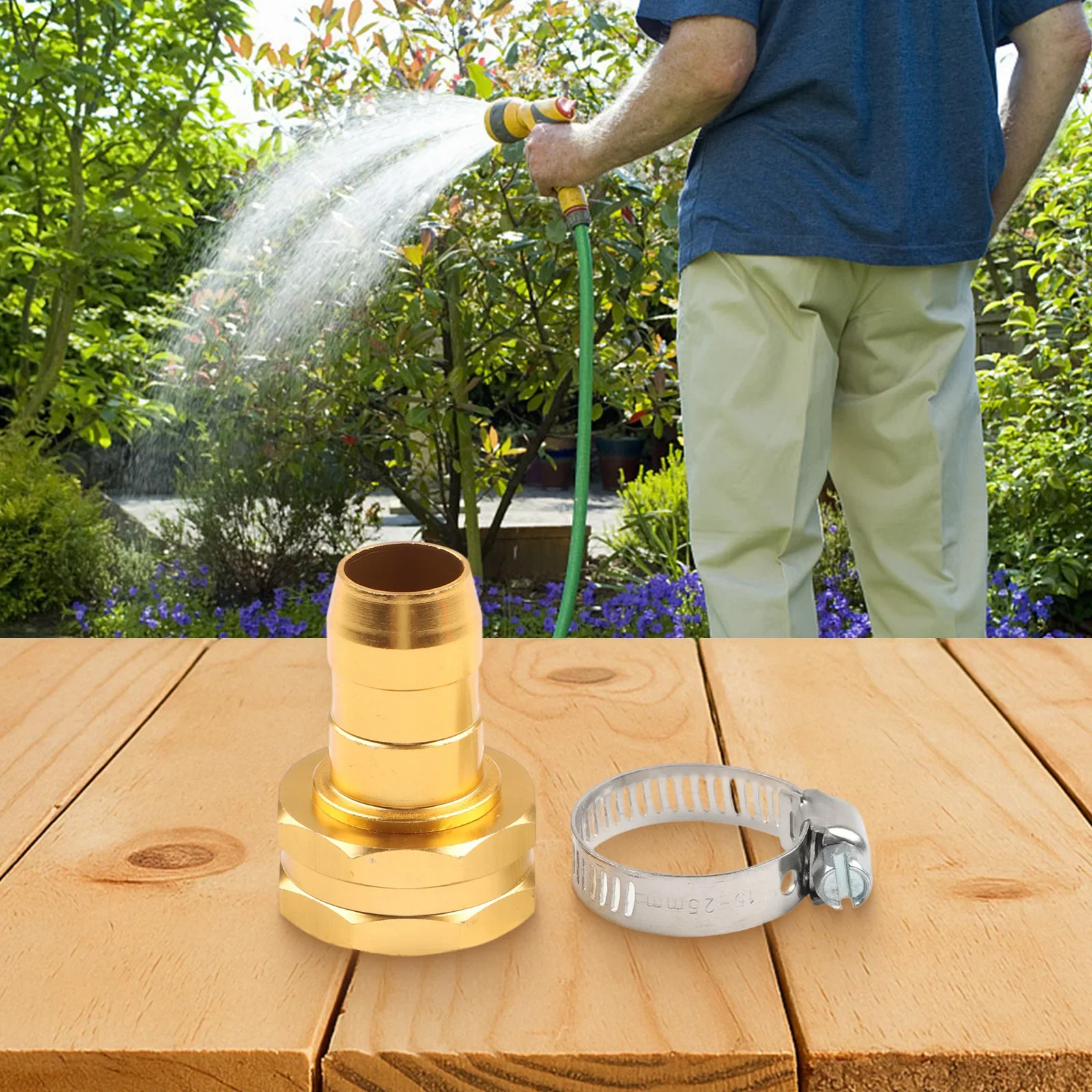 Garden Hose End Mender Kit 3/4 Inch Aluminum Construction With Stainless Steel Clamp For Hose Connector Repair Work