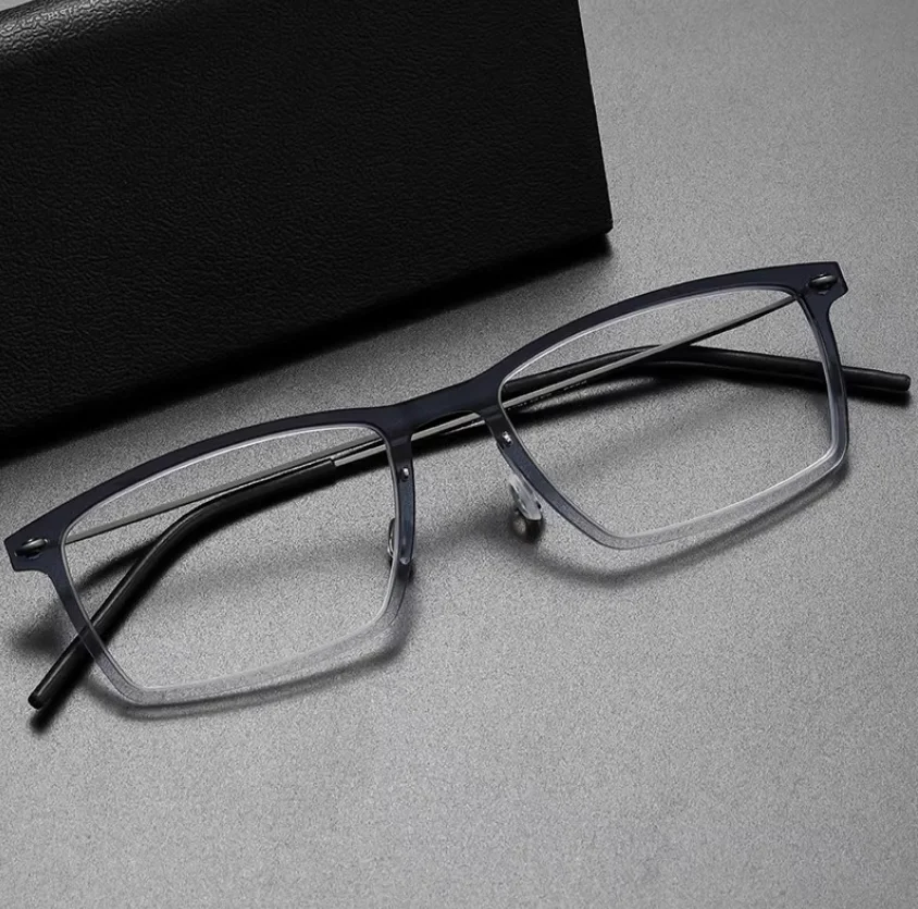 

6544 Danish designer screwless nylon square frame business pure titanium glasses frame