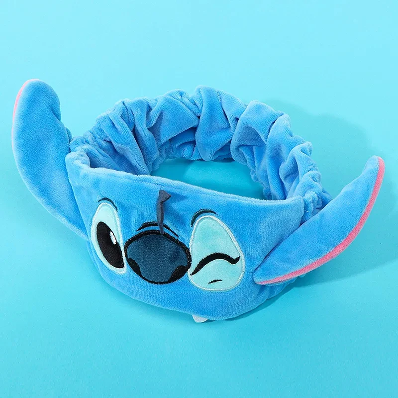 Disney Stitch Haar bänder Kawaii Anime Figuren weichen Plüsch Stirnband Mode elastische Kopf bedeckung Frauen Mädchen Kinder Geburtstags geschenke