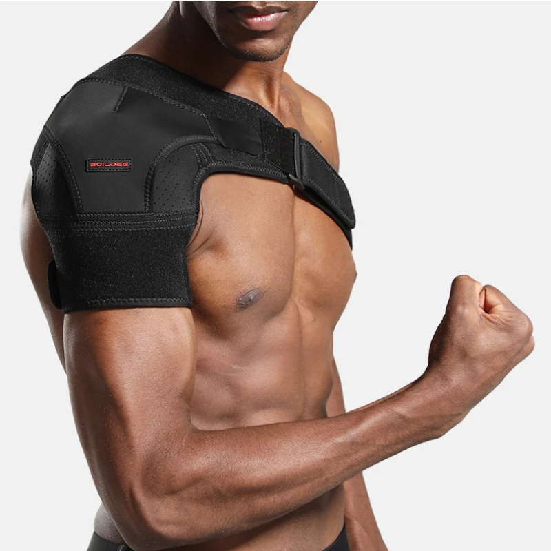 

Adjustable Fitness Shoulder Pads Gym Sports Care Single Shoulder Support Back Brace Guard Strap Wrap Belt Band Pad Black Bandage