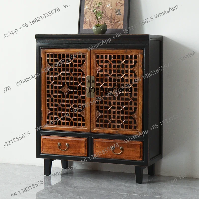 

Chinese hollow window grilles classical entrance foyer dining side cabinet retro tea cabinet