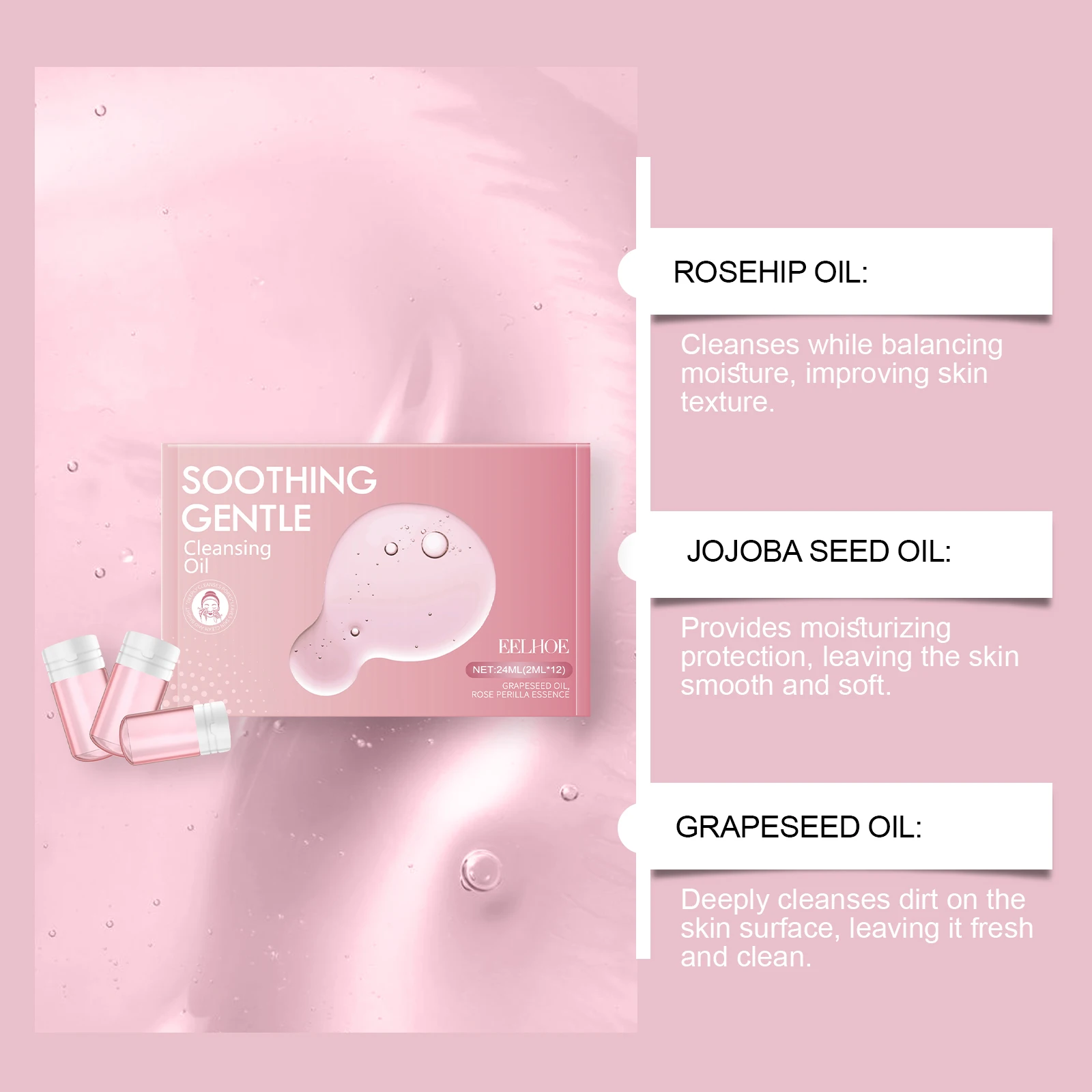 El aceite desmaquillante suave calma suavemente el rostro, los ojos y los labios se puede utilizar, transparente y no apretado, una nueva opción para quitar el maquillaje.