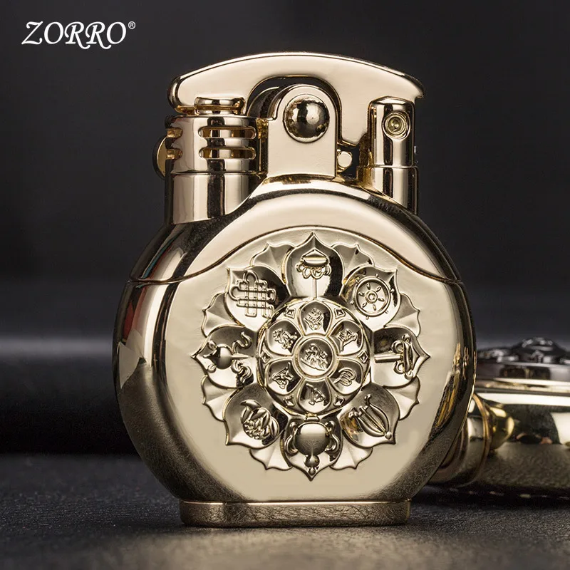 ZORRO Swing Arm Metal Petrol Lighter Rotatable Armor Vintage Windproof Petrol Lighter Creative Fidget Toy Smoking Accessories