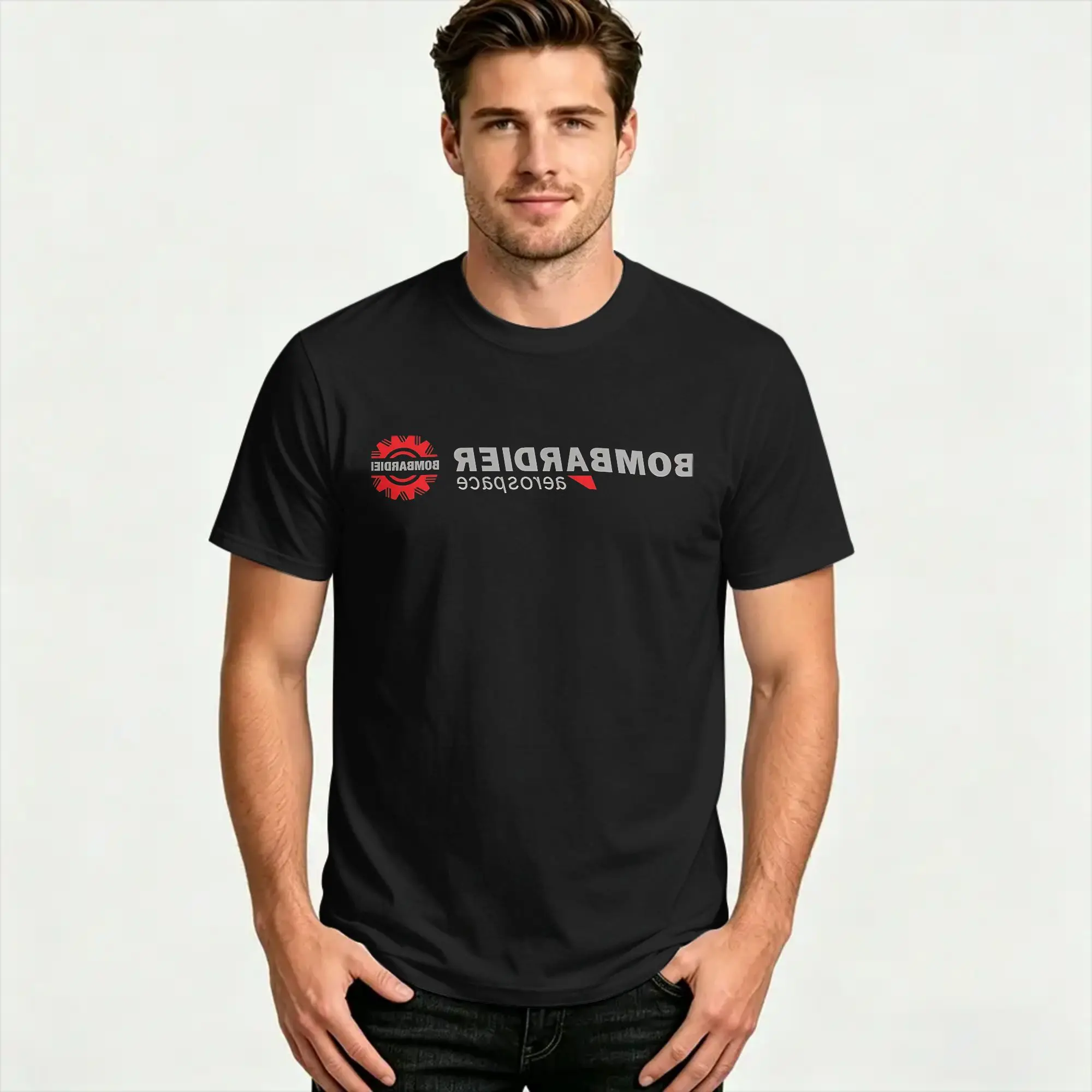 BOMBARDIER AEROSPACE T-Shirt Summer  Cotton T-Shirts For Men Harajuku Casual Tee Shirt Short Sleeves Vintage Tees