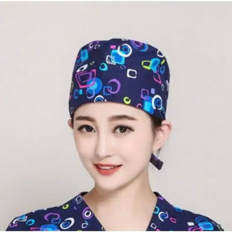 Surgical Cap Women Print Operating Room Hat Cotton Doctor Work Hospital