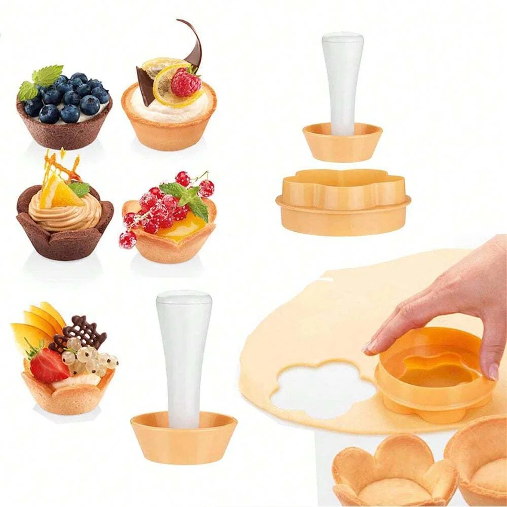 1/3pc Pastry Dough Tamper Kit Cookie Cutter Cupcake Molds Plastic Tamper for Egg Tart Mold Multifunctional Kitchen Accessories