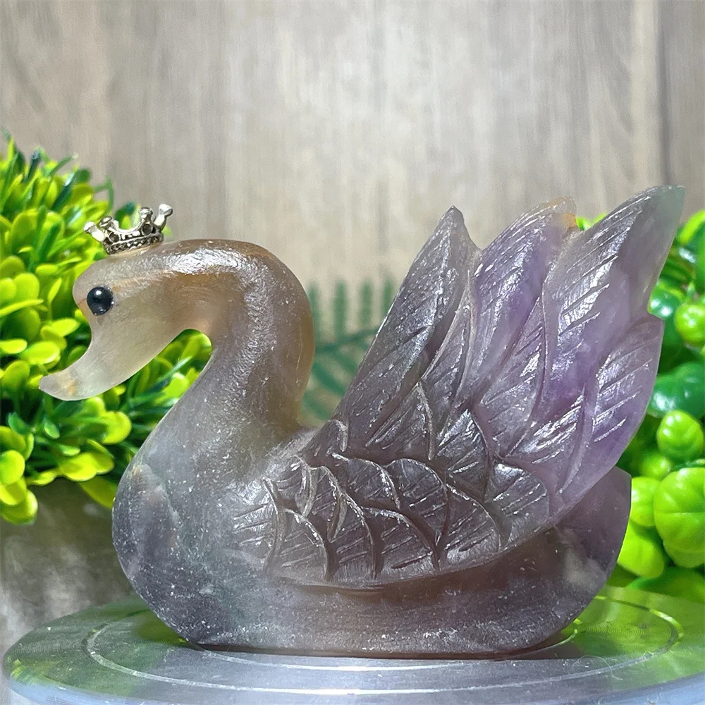 Fluorite Swan Carving Stone Quartz Specimen Decoration Crystal Natural Minerals Witchcraft Geode Energy Home Decoratiom