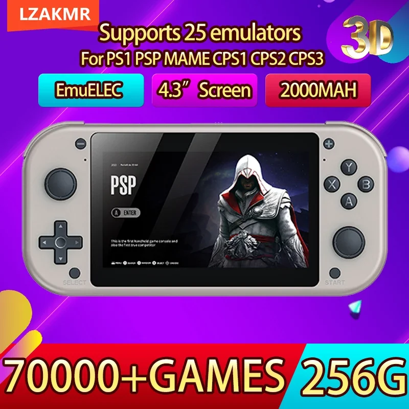 NEW M17 Portable Pocket Video Player 256G 70000+Games 4.3”Screen EmuELEC Supports 25 emulators For PS1 PSP Game Console Retro