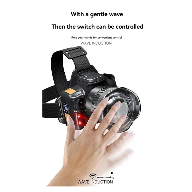 

Telescopic Zoom Head Lamp Super Bright Type-C USB Rechargeable Headlight Telescopic Zoom Head Lamp With Digital Display