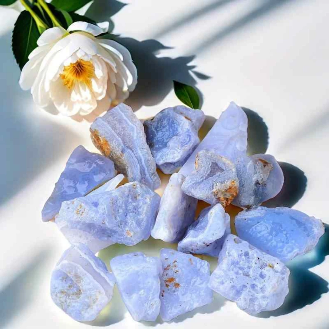 40g/120g/240g Natural Blue Chalcedony Rough Stone, Natural Blue Agate, Irregular Shape Minerals Specimen, Home Decoration Gift
