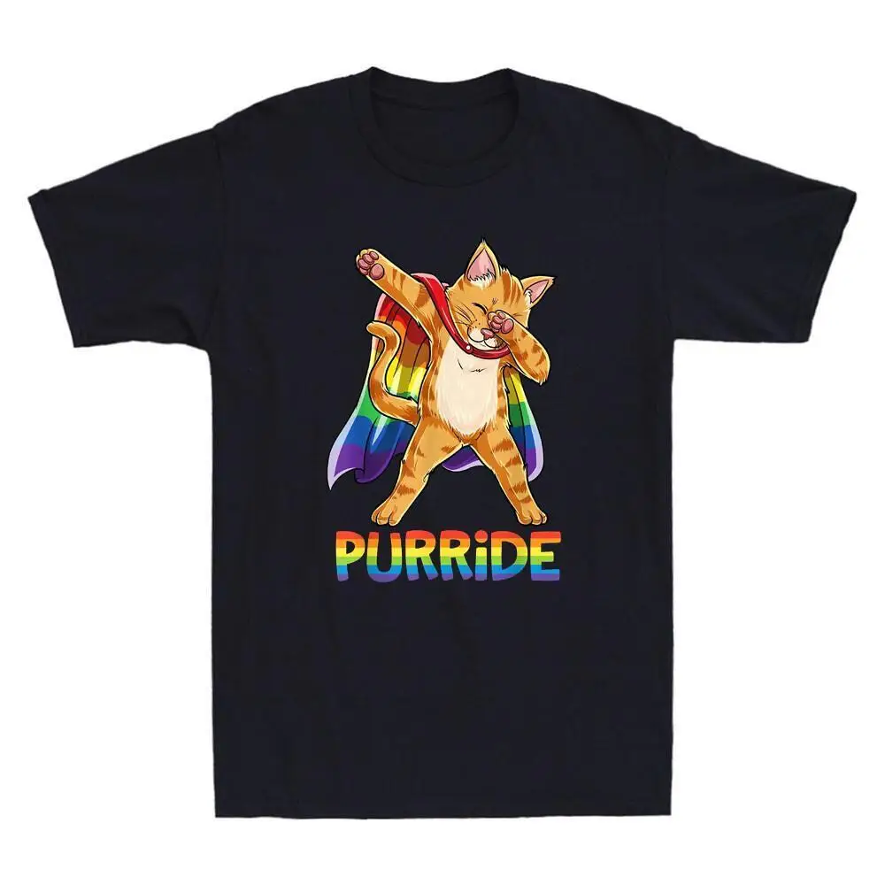 

Dabbing Purride Cat Gay Pride LGBT Rainbow Flag Funny Cat Graphic Unisex T shirt