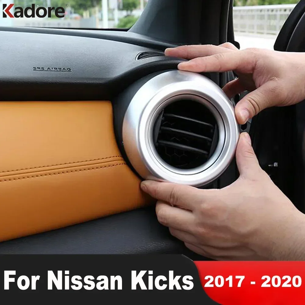 

Для Nissan Kicks 2017 2018 2019 2020 матовая передняя боковая крышка вентиляционного отверстия для автомобиля, накладка, внутренние молдинги, аксессуары