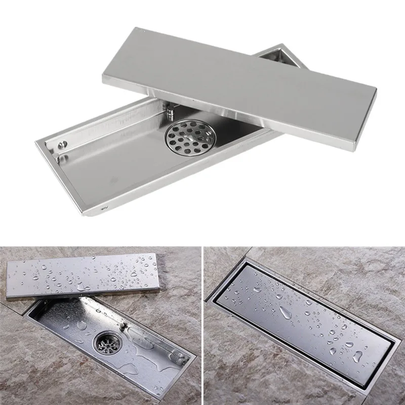 Stainless Steel Bathroom Floor Drain Linear Long Shower Waste Drainer Grate
