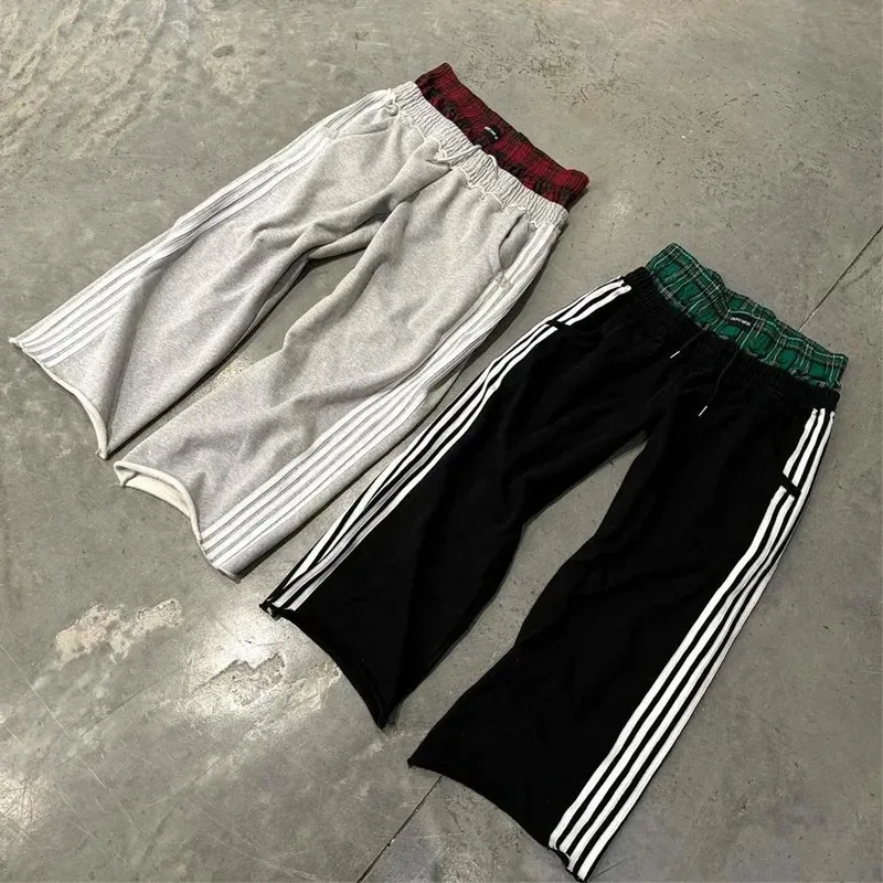 Y2K Harajuku High Waisted pants Streetwear fashion high quality Double Waisted Embroidered Sweatpants new Hip Hop Wide Leg Pants