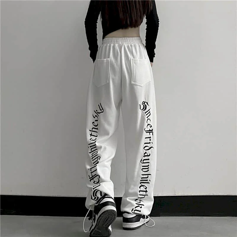 

Korean Style Leggings Sports Pants Retro Street Hip Hop Y2k Large Size LOOSE Sweatpants Harajuku Vintage Printing Casual Pocket