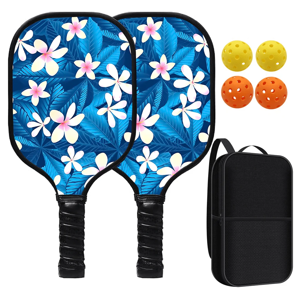 

2PCS Pickleball Paddle Set with 4 Balls and Bag Fiberglass Rackets Honeycomb Core Anti-Slip Grip Outdoor Sports