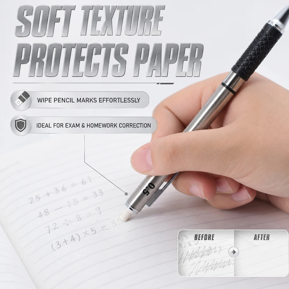 0.3/0.5/0.7/0.9/2.0mm Mechanical Pencil Set,Anti Slip Soft Set Grip Handle Pencil Sketching Writing Office Stationery Supplies