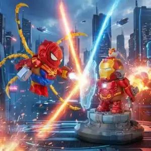 

New Spider Capy & Iron Capy Figurine - Capybara Spiderman Iron Man Mashup, Cute Desk Decor Anime Figure, Anime Collectible Model