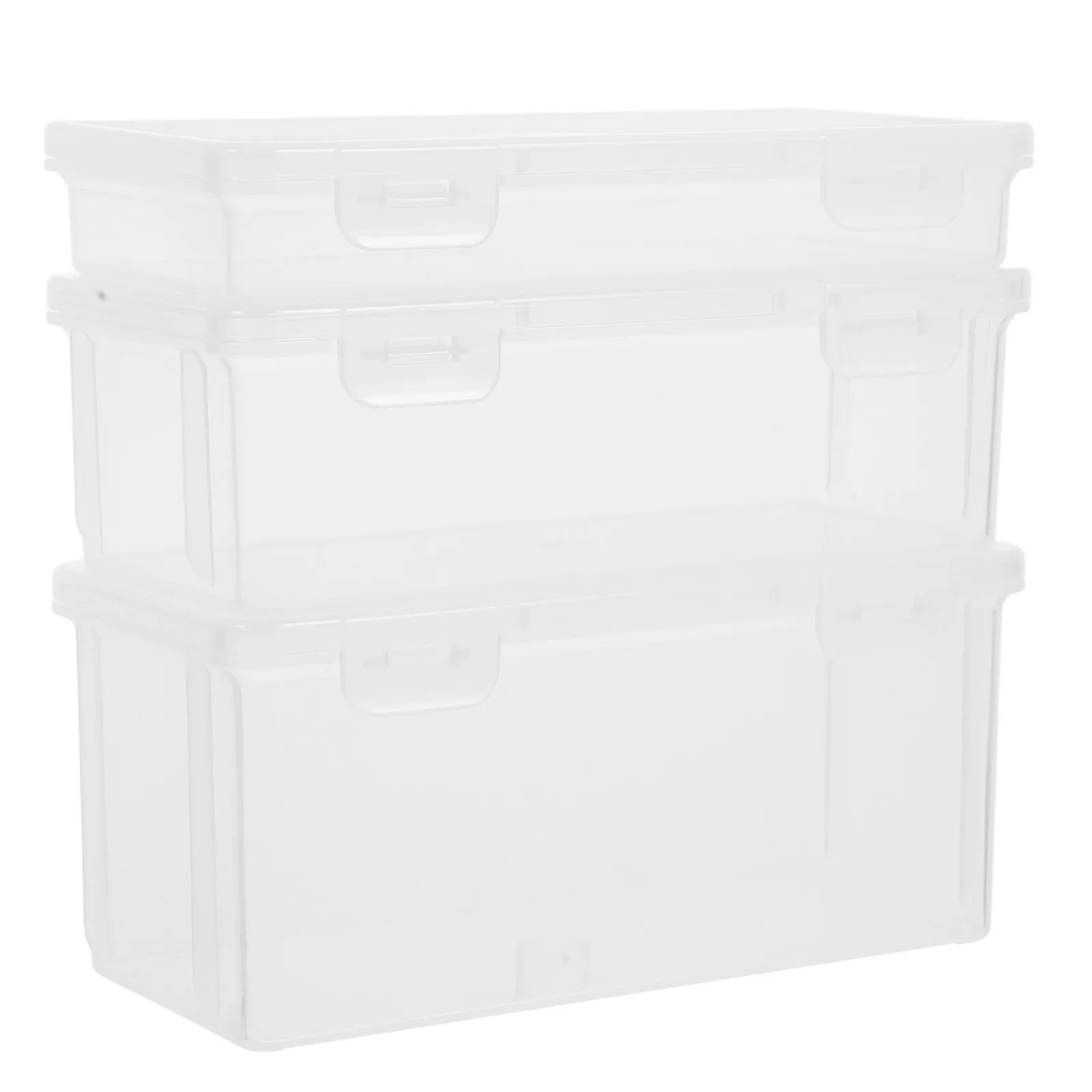 3Pcs Transparent Plastic Storage Box Set with Snug Clear Pencil Box for School Art Supplies Colored Pencil Storage