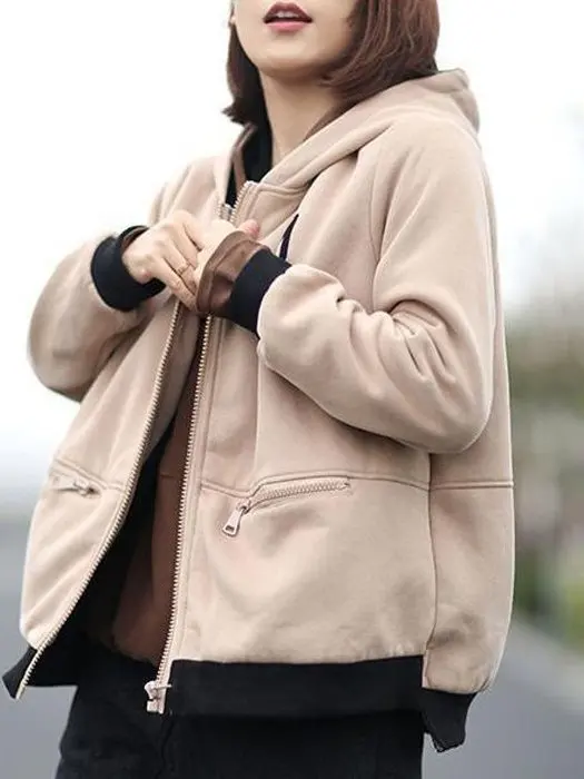 Femmes grande taille automne hiver à capuche lettre broderie ouvert Cardigan sweat Jaet coupe ample longue Sve