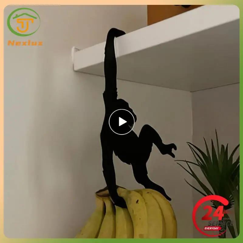 Kitchen Wall Door Metal Hook Key Hanger Cat Tail Monkey Shaped Decor Holder Clothes Storage Rack Seamless Hook Tool Accessories