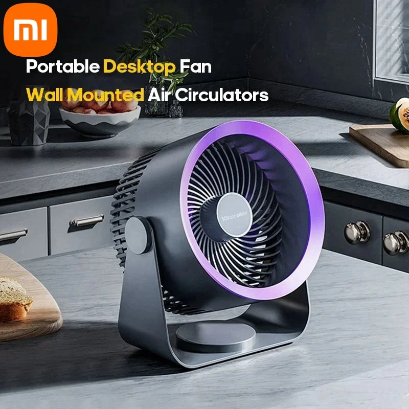 Xiaomi Portable Fan USB Desk Fan Table Quiet 4000mAh High Power Head Standing Fans Home Kitchen Wall-mounted Air Circulation Fan