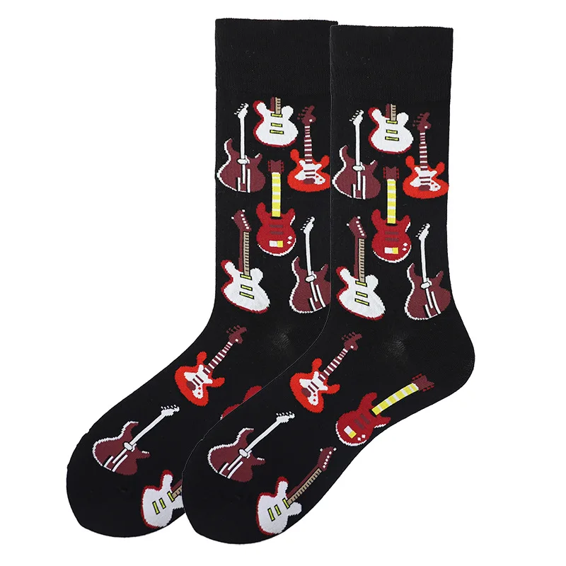 1 Paar Mode lässig Männer Socken Harajuku Gitarre Musik Draht bunte Skateboard Persönlichkeit Hip Hop Print lustige Straßen socken