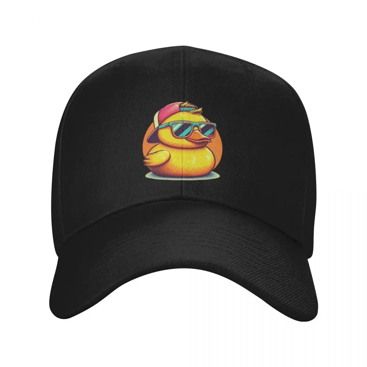 Casquette baseball rétro pour hommes et femmes, chapeau  soleil rugby, canard jaune cool dans les lunettes soleil, me