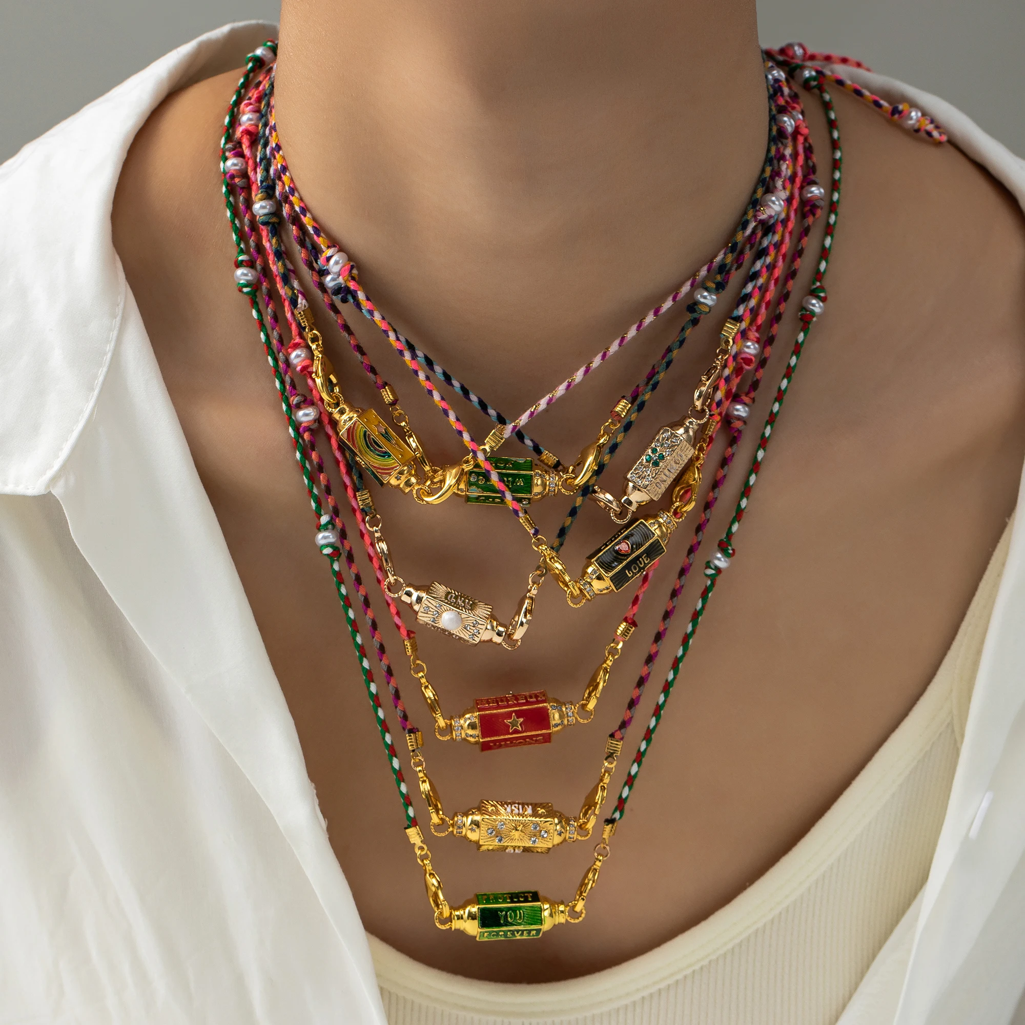 

Personalized 18K Gold Plated Pendant Necklace, Bohemian Adjustable Rope Chain, Vintage Charm Jewelry for Fashion Lovers
