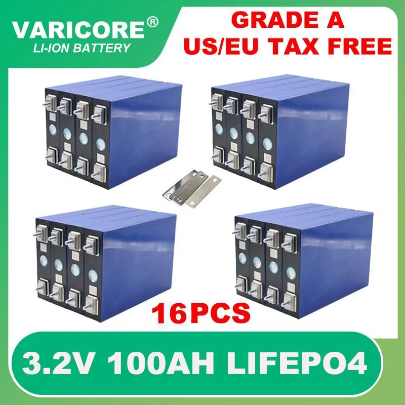 16pcs 3.2V 100Ah LiFePO4 battery DIY 12V 24V 3C Lithium iron phospha 100000mAh Motorcycle Electric Car motor batteries Tax Free