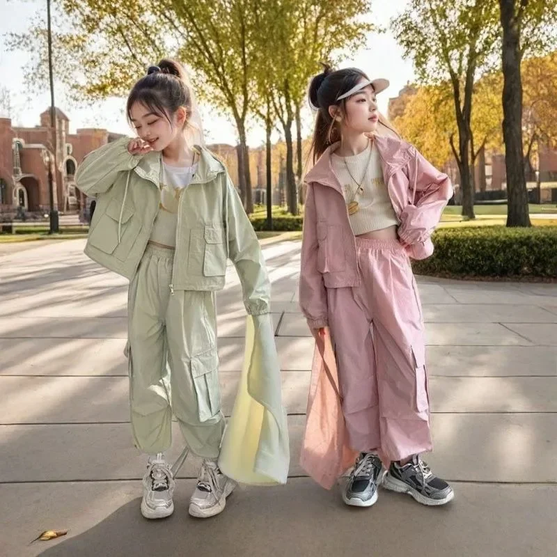 

Spring Autumn Children Fashion Long Sleeve Ins Jacket Pants Set 2025 Casual Coat Two-piece Set Clothing Girls Sweet Gifts