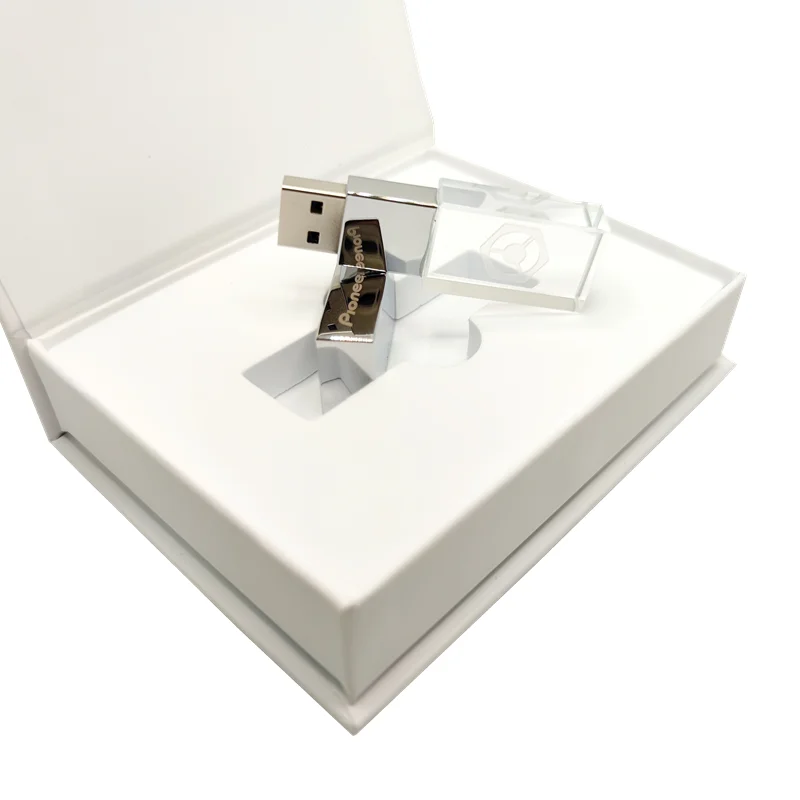Бесплатный пользовательский посеребренный DJ Логотип Цвет Женский металлический кристалл USB3.0 высокоскоростной Флэш-Накопитель 128 Гб 64 ГБ 32 ГБ и белая коробка