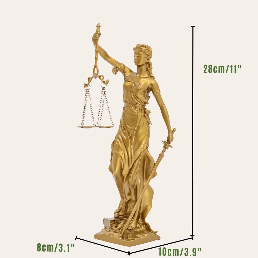 28cm Bronze Lady Justice Statue Mythology Themis Goddess Justice Sculpture Law Lawyer Attorney Office Home Decor Gift