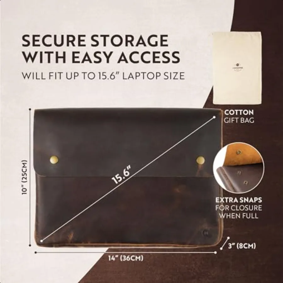 Leather Folder Full Grain Leather File Folder Organizer Document Holder Leather Portfolio for Men Spacious Leather Folio Laptop