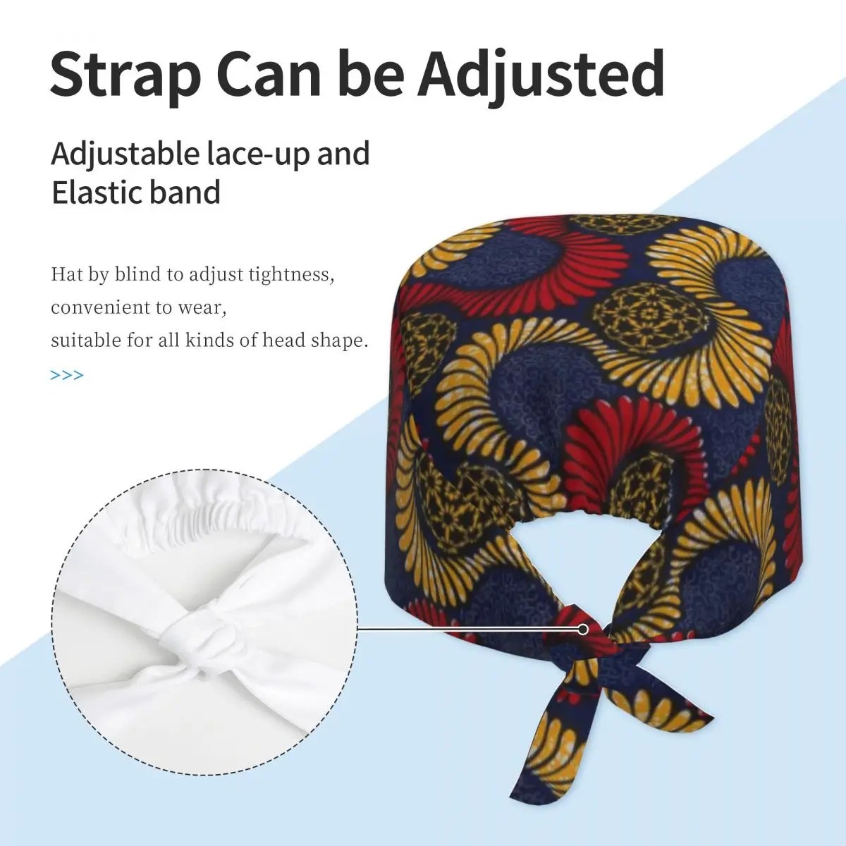 Custom Ankara African Pattern Scrubs Cap Surgical Hats Men Women Africa Ethnic Operating Room Cap Operator Hats Lab Works Hat view 3
