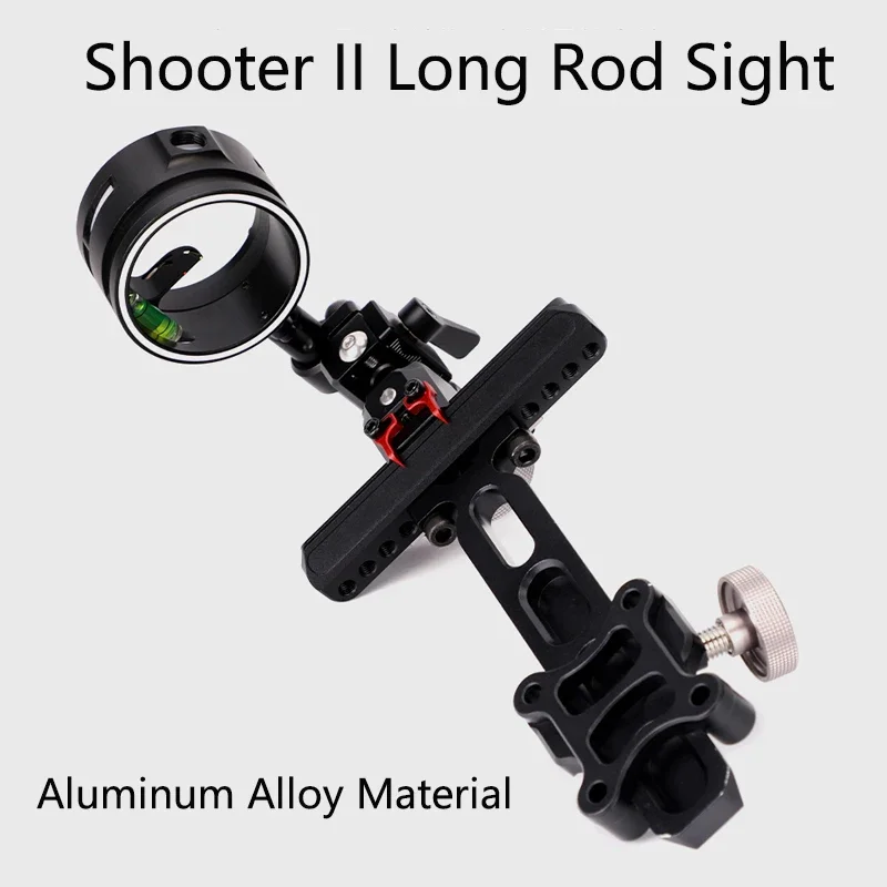 Archery Long Rod Bow Sight Compound Bow Sight 4-way Fine Adjustment Aiming Scope Multi-view Hole Position