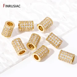 18k Gold Plated Brass Tube Beads For Jewelry Making,DIY Zircon Loose Spacer Beads For Bracelet Jewelry Supplies Wholesale