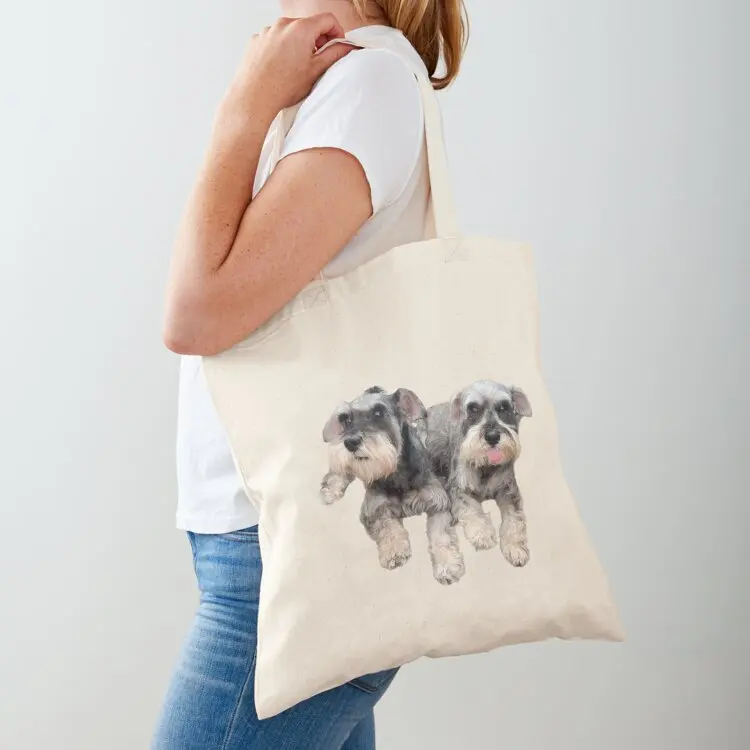 Cheeky Schnauzers Tote Bag shopping bags foldable Canvas stote bag Big bag