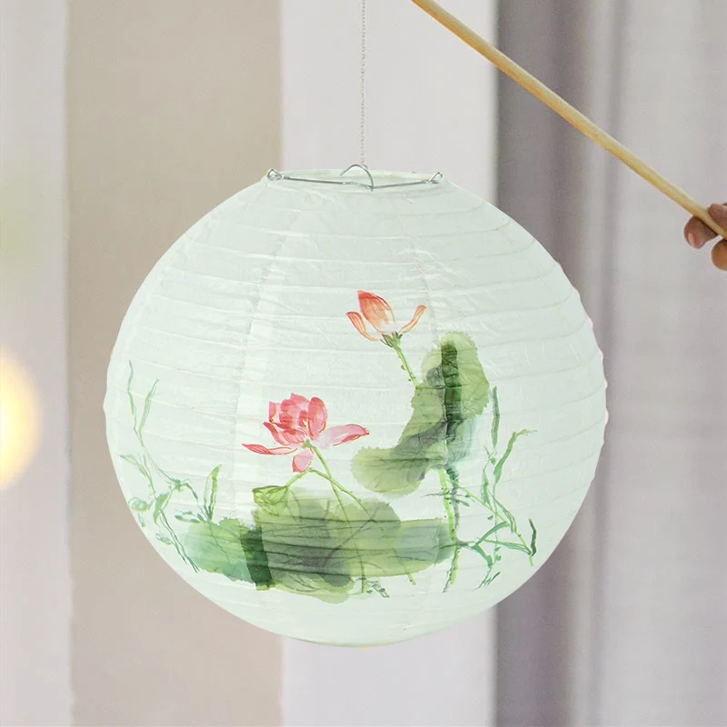 30cm Plum Blossom Pine Round Paper Lantern Chinese Oriental Style Antique Hanging Lanterns  Wedding Party Decoration For Home