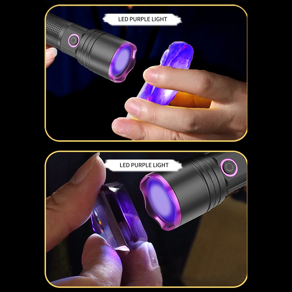 Lampe de poche UV violette et blanche pour la chasse, torche ultraviolette, lampe de détection de n'aime, lampe d'éclairage pour animaux de compagnie SAF, lumière pour touristes, 395nm